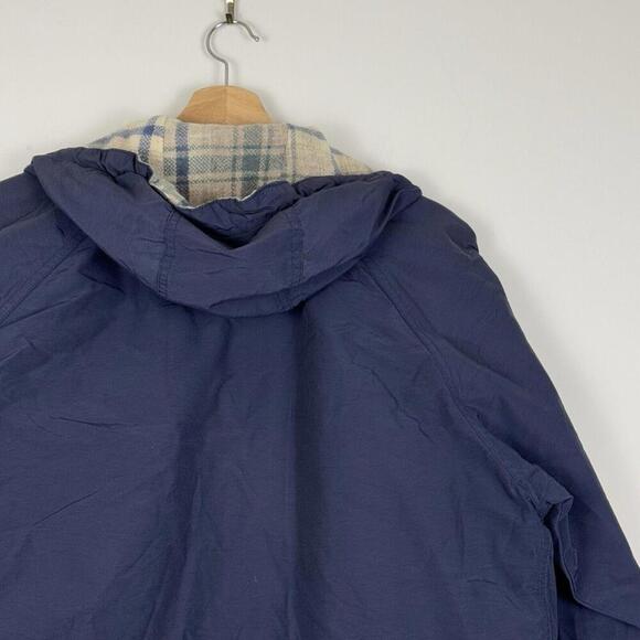 Vintage Woolrich Parka Coat Wool Blend Lined Women 8377 Navy Sz L Plaid Outdoor - Picture 10 of 13